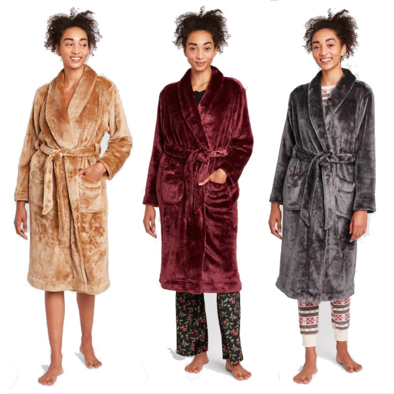 Men's And Women's Mink Fleece Home Night Gown Bathrobes