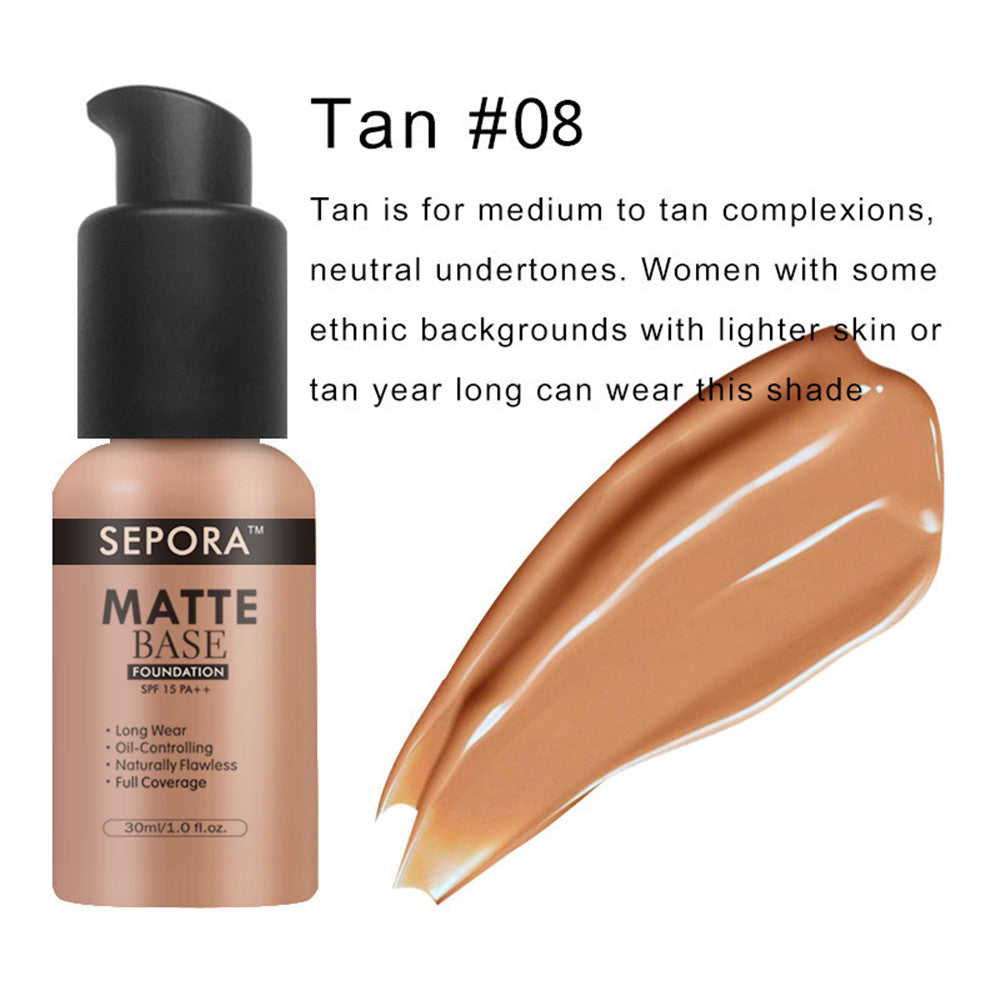 Base de maquillage liquide mat isolante, imperméable, naturelle, anti-cernes, contrôle du sébum