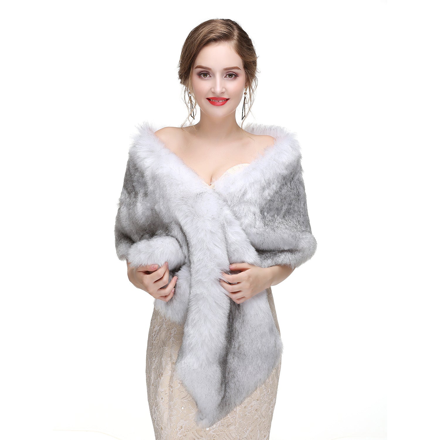 Wedding Dress Fox Fur Waistcoat Winter Warm Fur Shawl