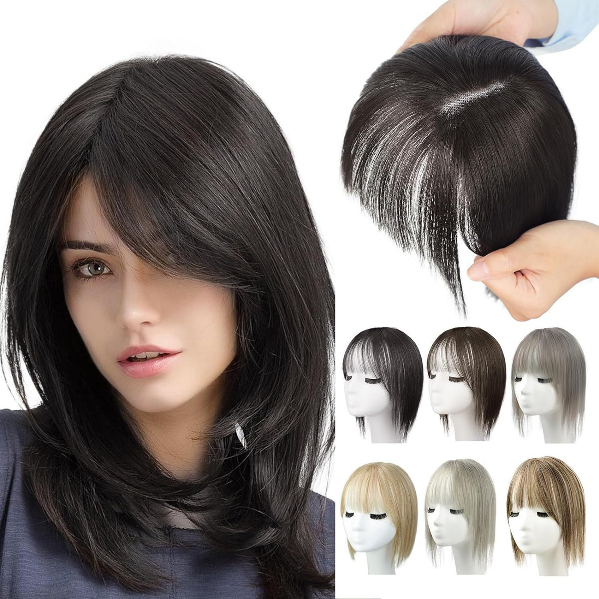 Perruque naturelle légère respirante pour femme Couvre les cheveux gris invisibles