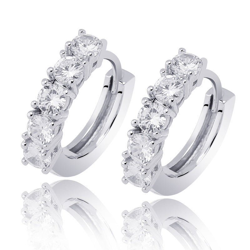 Single Row Zircon Hip Hop Men And Women Couple Hinge Ring Earrings