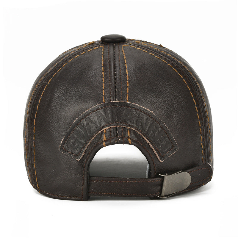 Casquette de baseball fine en cuir pour homme