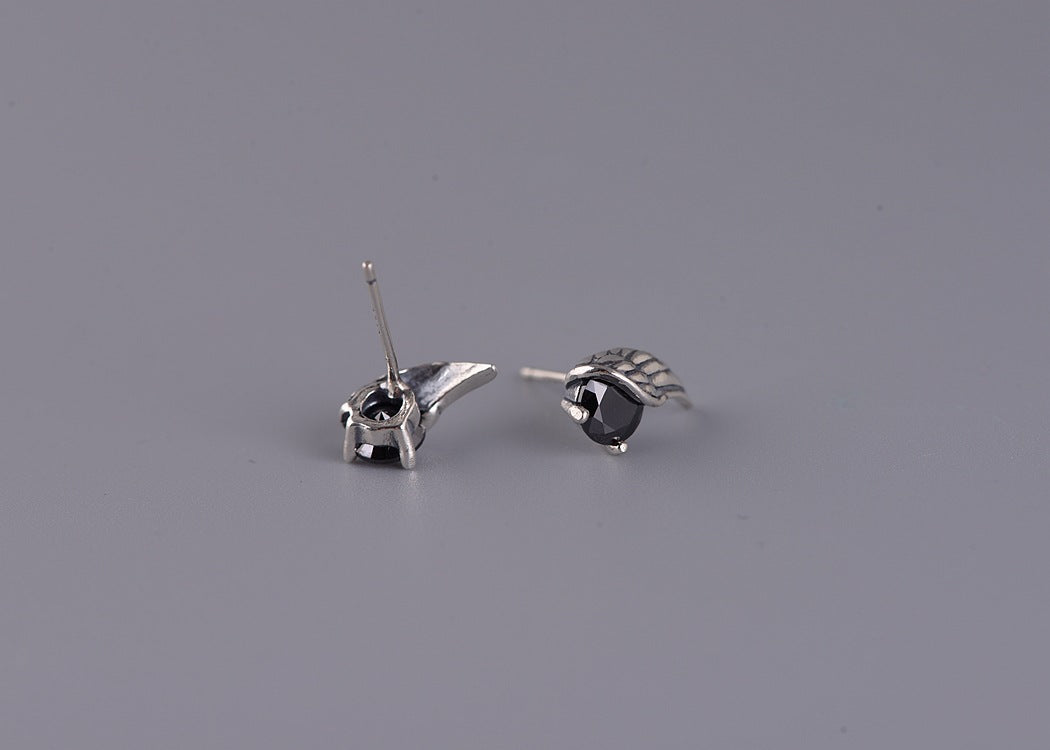 S925 Silver Retro Unisex Fashion Angel Wings Stud Earrings