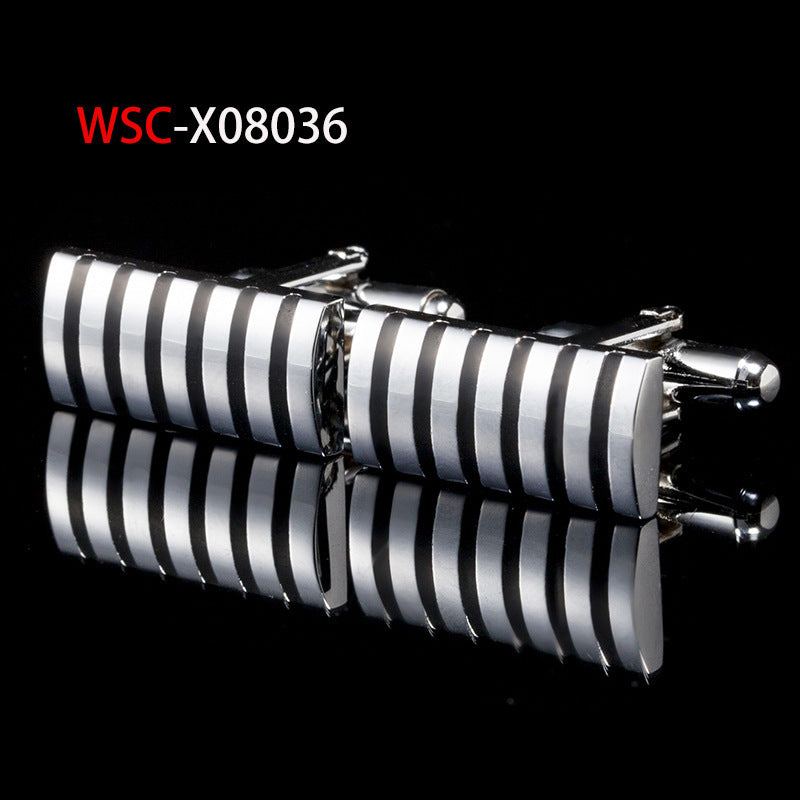 Striped Men's Cufflinks Tie Clip High Quality Metal Cuff Buttons