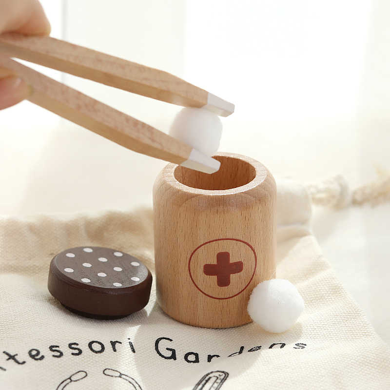 Ensemble de jeu en bois massif pour enfants : Maison de jeu, jouet de simulation de médecin, infirmière, stéthoscope