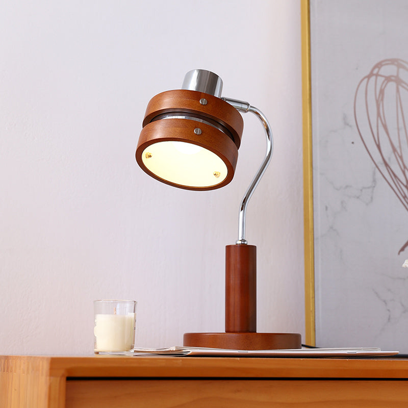 Lampe de table rétro couleur noyer français mi-antique ambiance haut de gamme pour salon