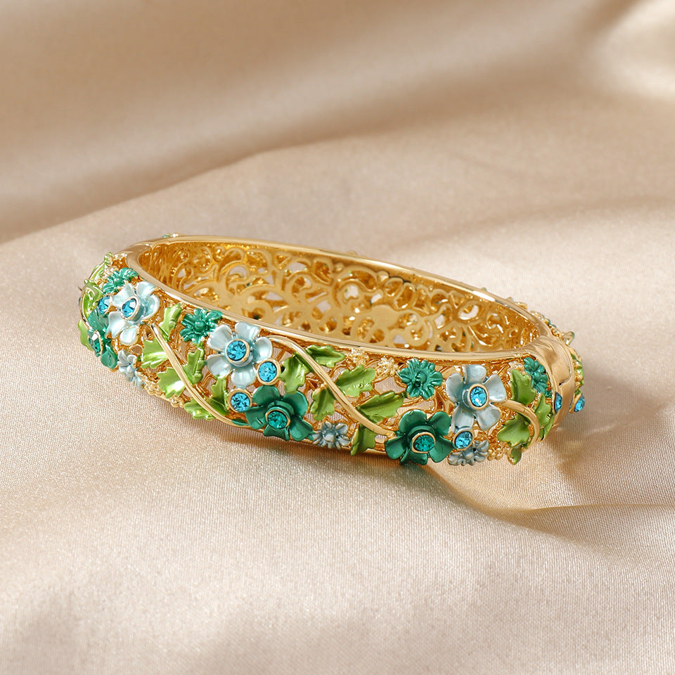 Bracelet femme ethnique ajouré en alliage peint