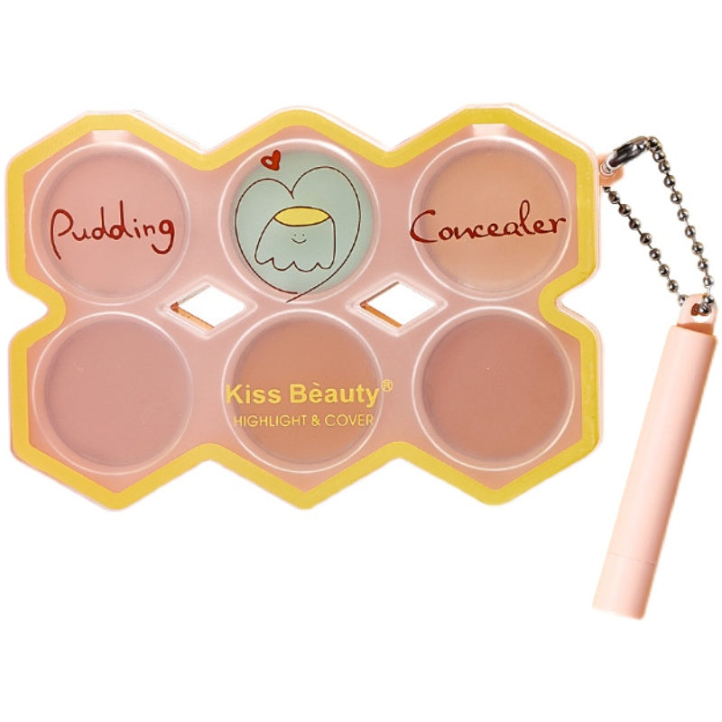 Cartoon Cream Pudding Six Color Concealer Natural Waterproof