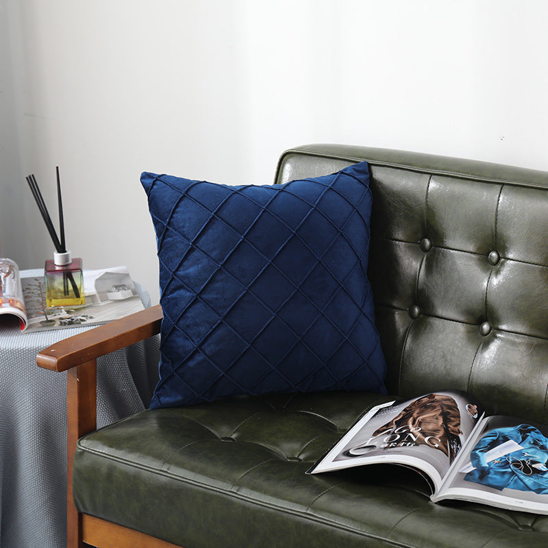 Pure Color Velvet Plaid Pillowcase Home Sofa Bedside Pillow Short Plush Cushion