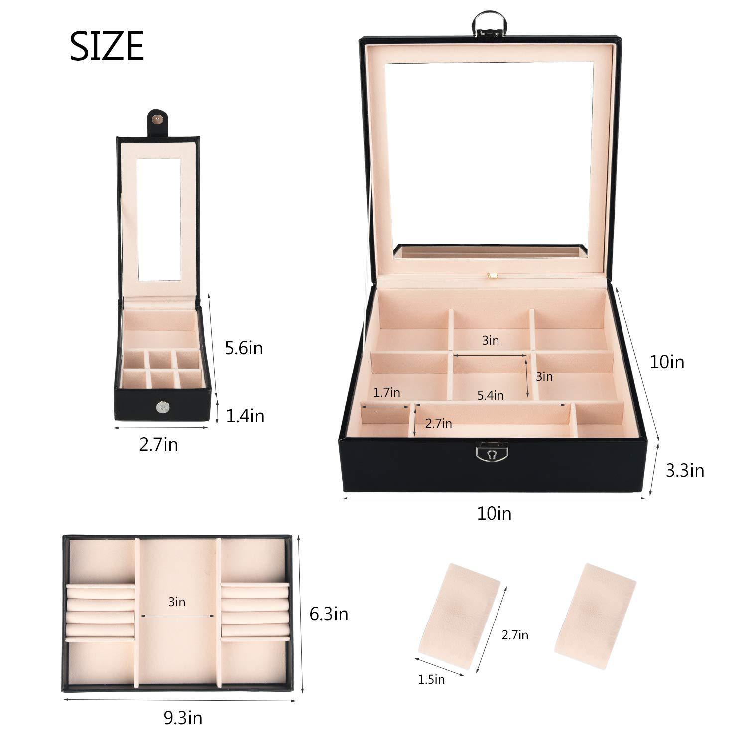 Boîte de rangement à 4 compartiments plateau combiné détachable boîte cadeau de rangement de bijoux