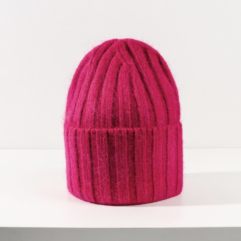 Version coréenne du chapeau tricoté polyvalent en poil de lapin japonais à rayures verticales et effet vieilli