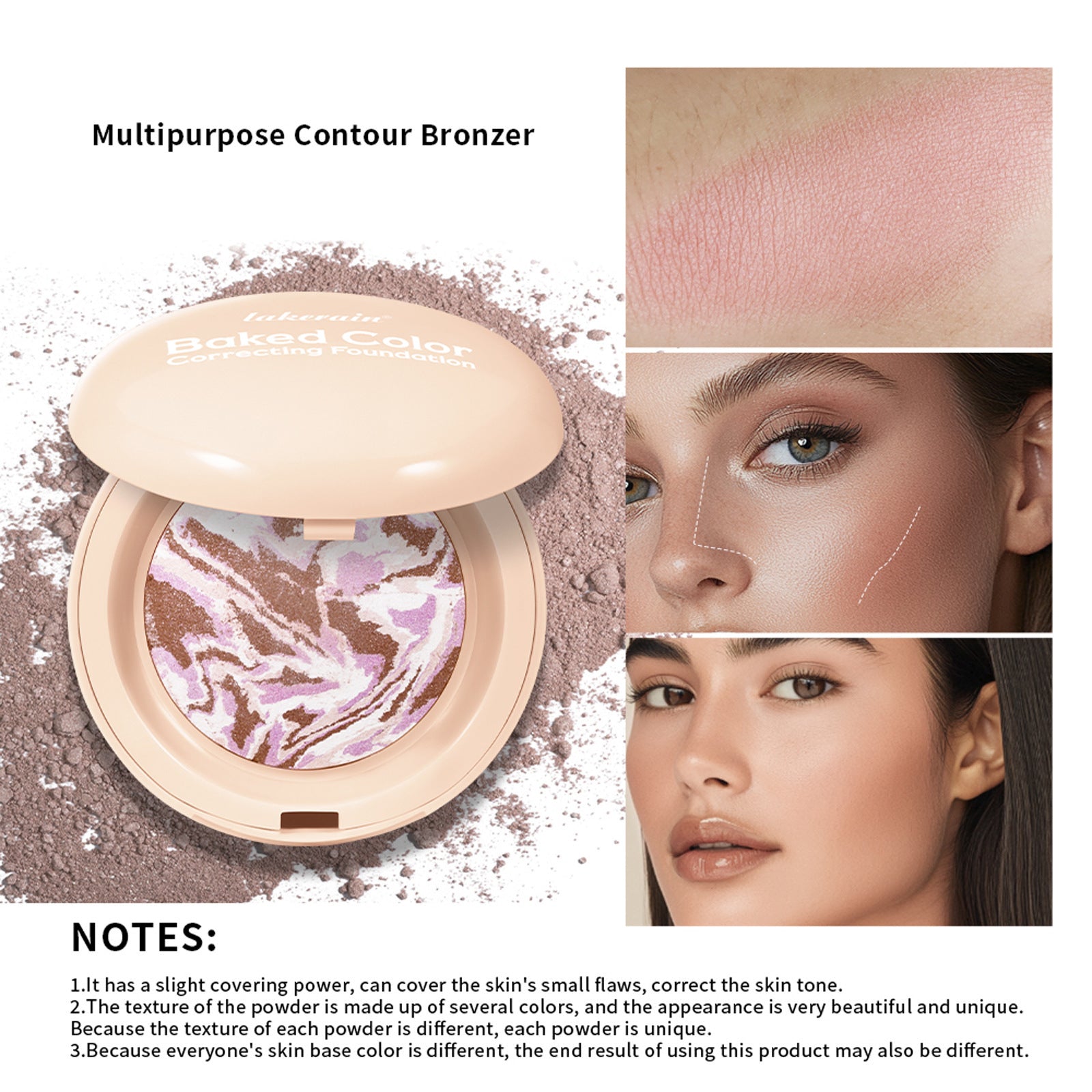 Poudre Bronzante Blush Illuminateur pour Ombre Naturelle du Nez