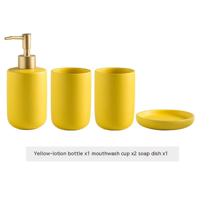 Solid Color Ceramic Bathroom Four-piece Set