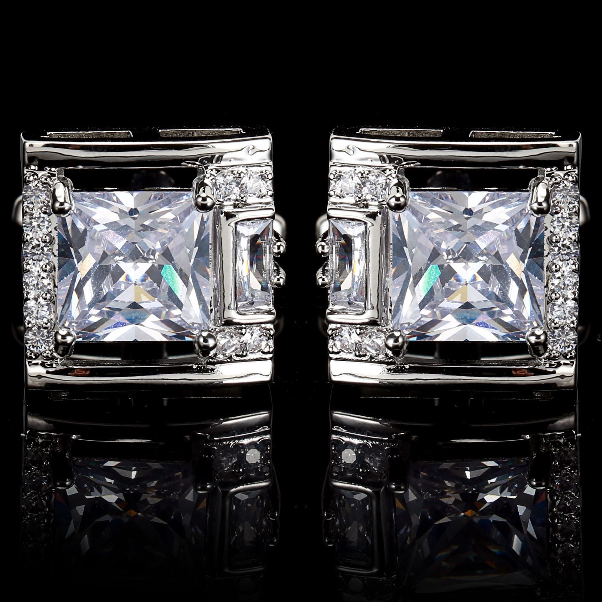 Tough Square Diamond Men's Cufflinks Light Luxury