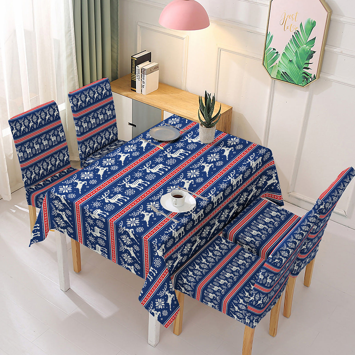Stretch One-piece Chair Cover Printed Tablecloth