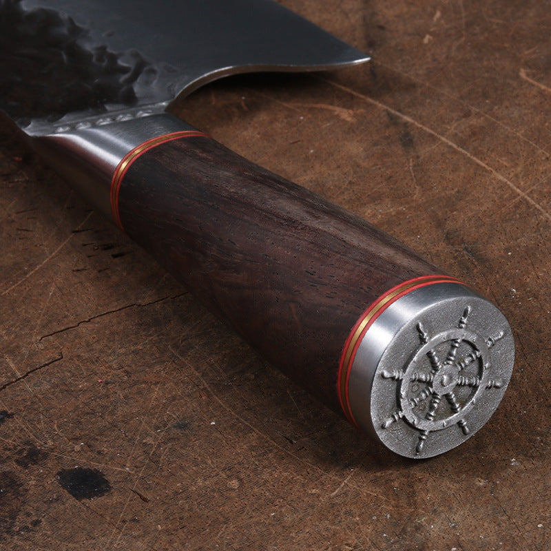 Double Steel Head And Wooden Handle Bone Cutting Knife Kitchen Supplies