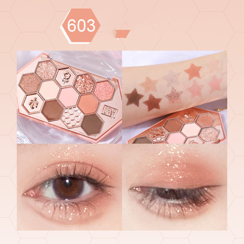 Palette de fards à paupières diamant nid d'abeille Thé au miel Orange Marron Mat Scintillant Pailleté Couleur quotidienne