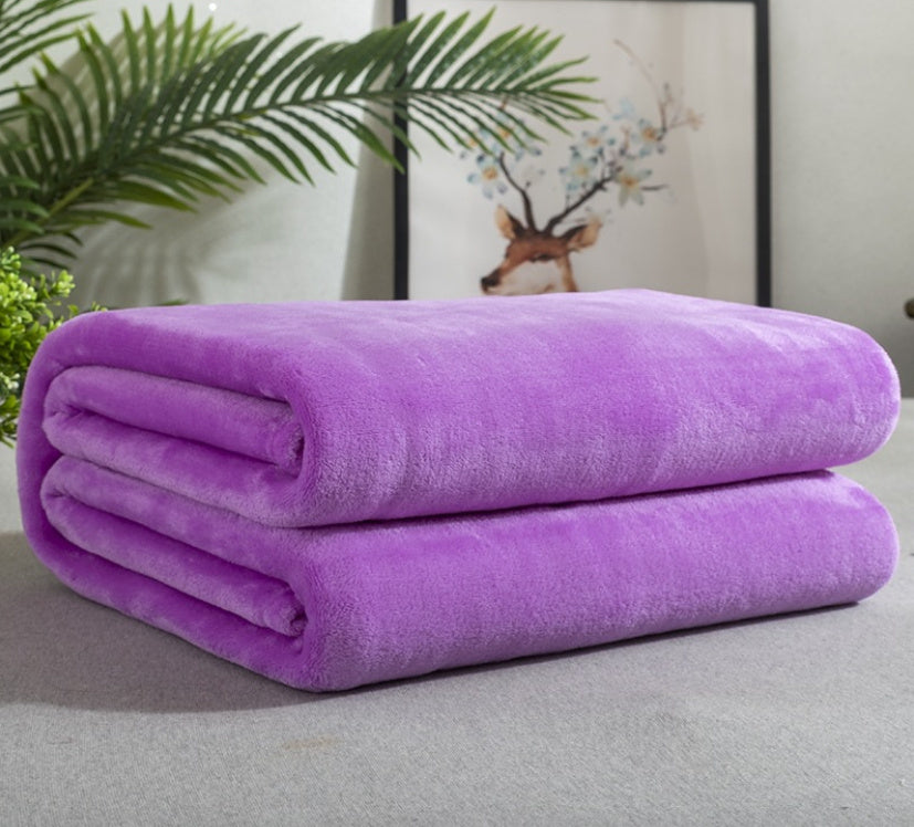 Solid Color Flannel Blanket Summer Air-conditioning Blanket Office Nap Blanket