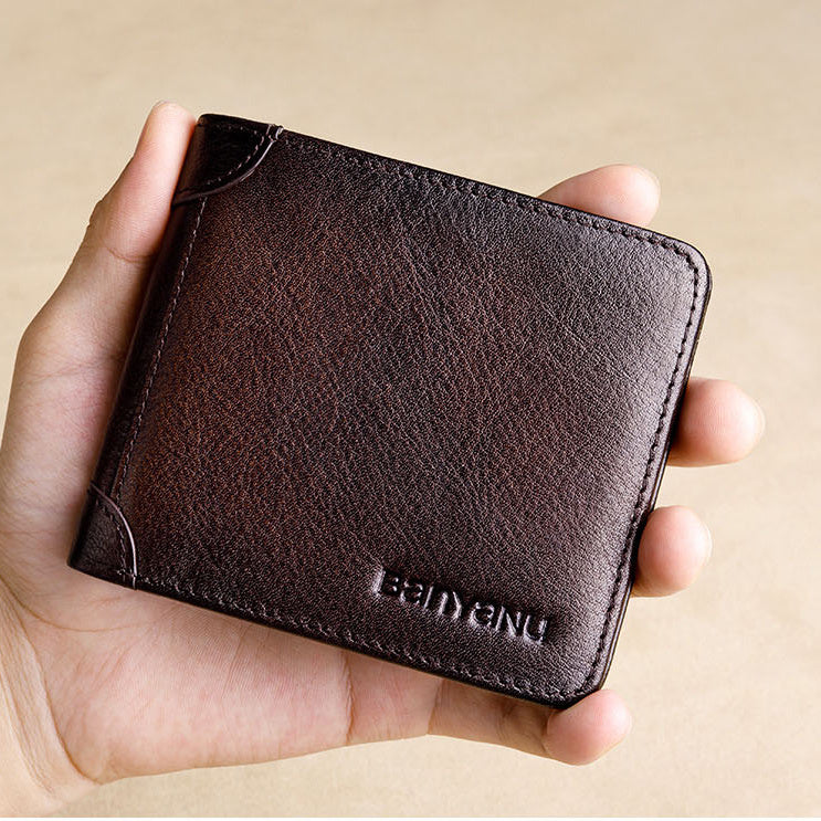 Portefeuille horizontal en cuir grande capacité pour homme