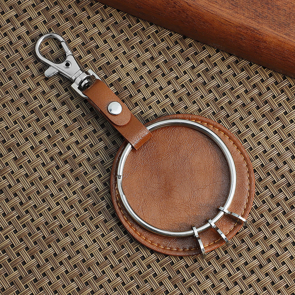European And American Round Leather Keychain Pendant