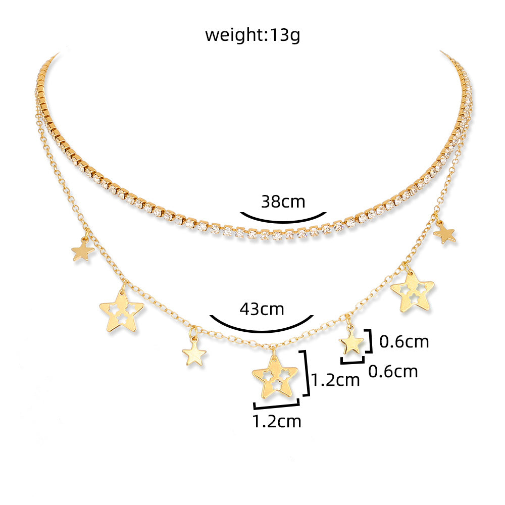 Colliers multiples Étoiles et diamants blancs