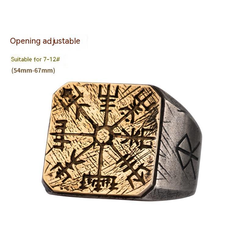 Retro Domineering Personalized Viking Compass Silver Ring