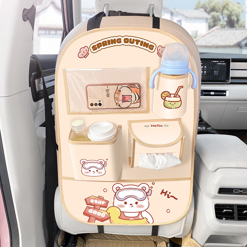 Sac de rangement de dossier de siège de voiture Coussin anti-coup de pied arrière Tapis anti-salissure intérieur de voiture