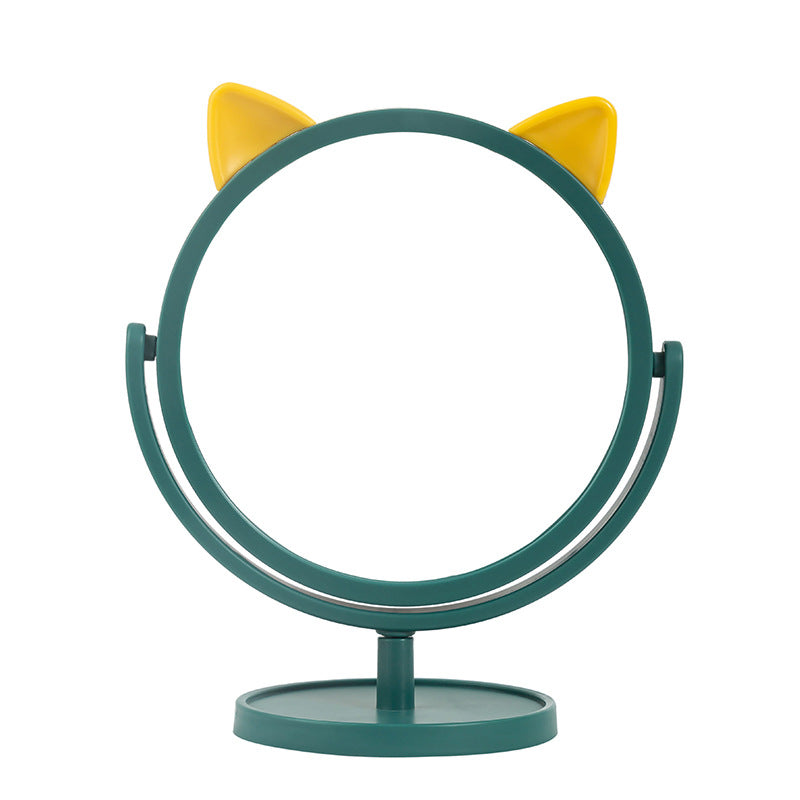 Miroir de maquillage oreilles de chat de dessin animé Miroir de maquillage de bureau simple face