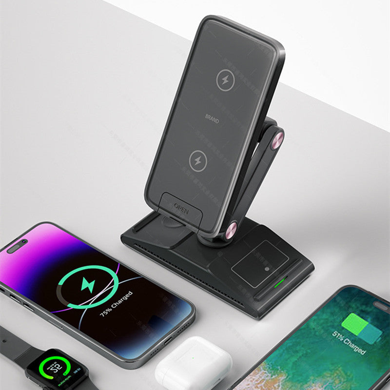 Chargeur de téléphone sans fil pliable trois-en-un