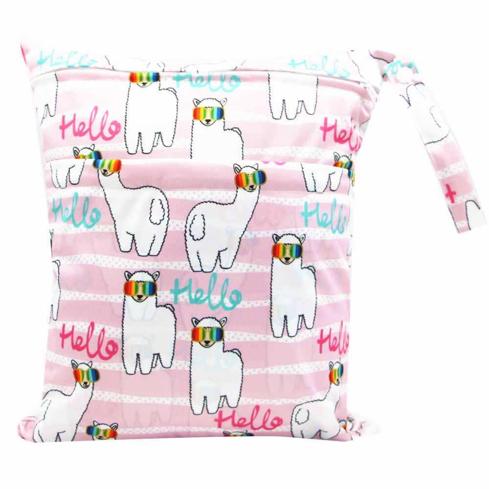 Diaper Bag 30 36cm Baby Double Zipper Printing Waterproof Diaper Bag