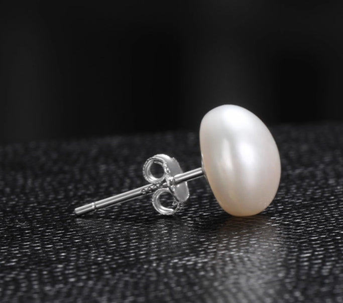Sterling Silver Natural Pearl Earrings For Men And Women