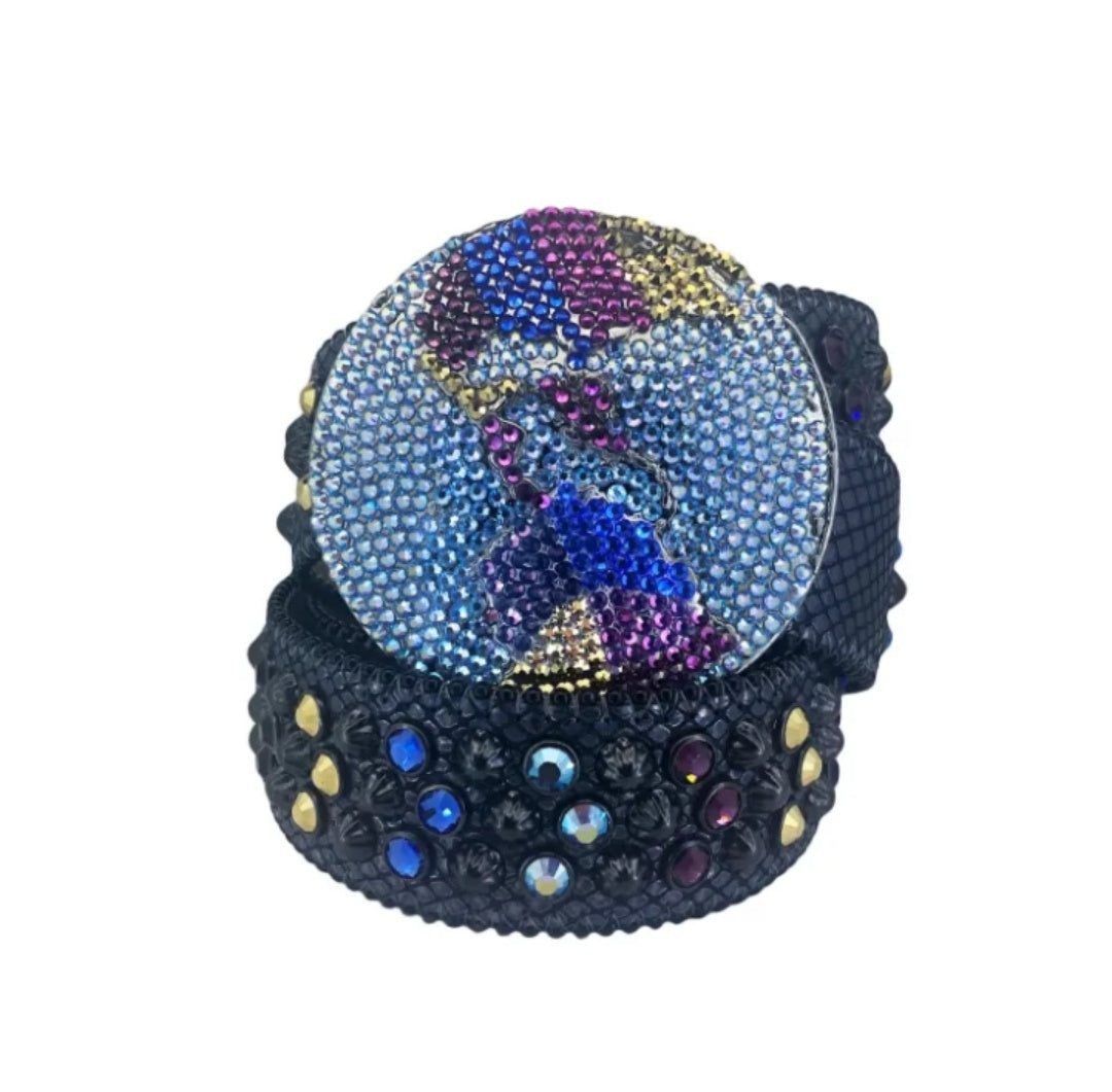 Hip Hop Style Water Diamond Punk Belt