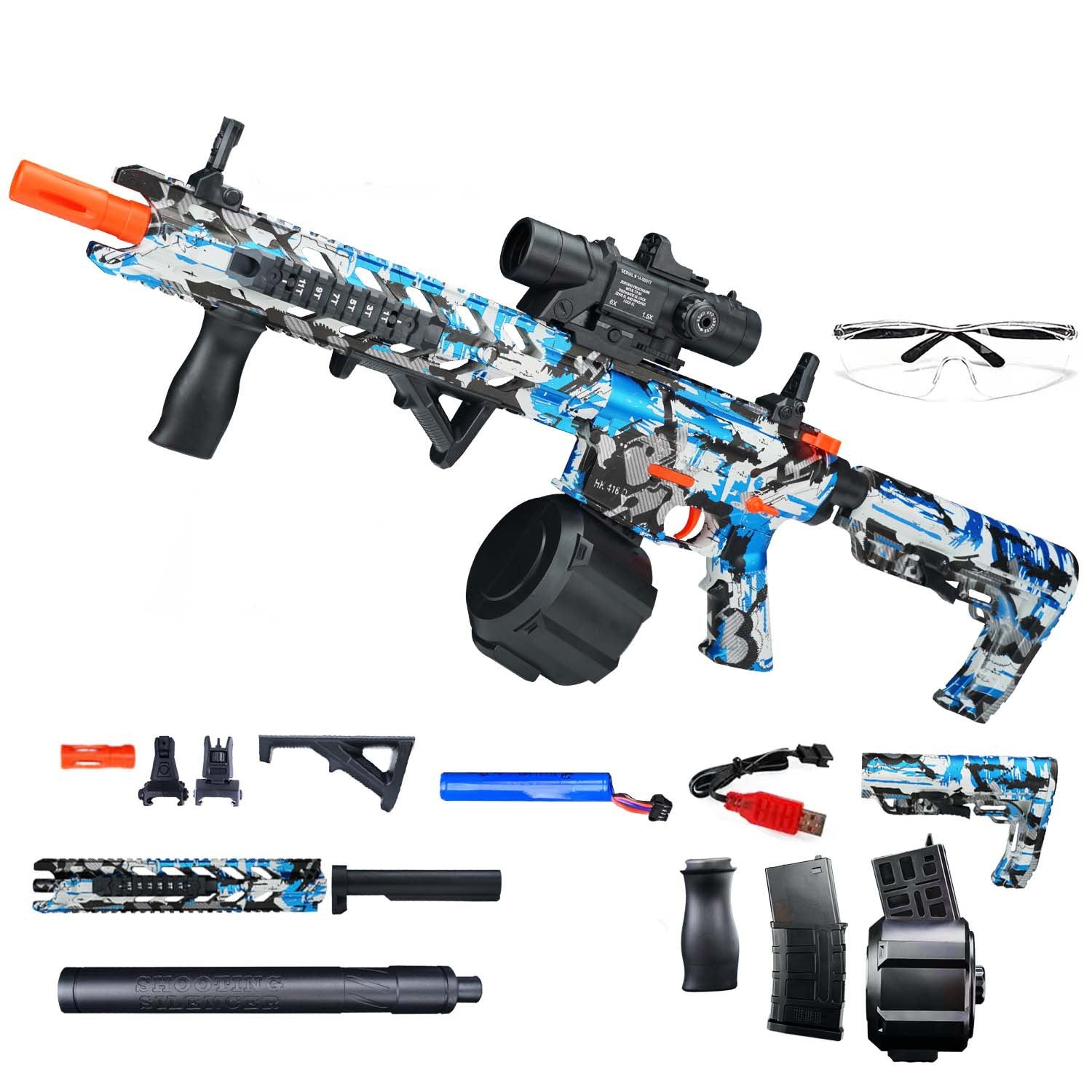 Outdoor Gel Ball Electric Continuous Hair Graffiti Launcher Toy