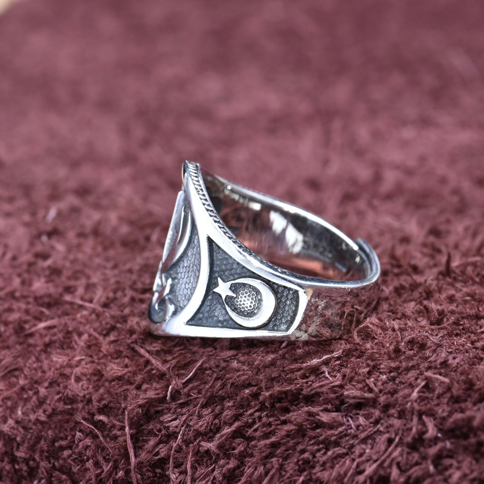 Sterling Silver 925 Men's Distressed Ring