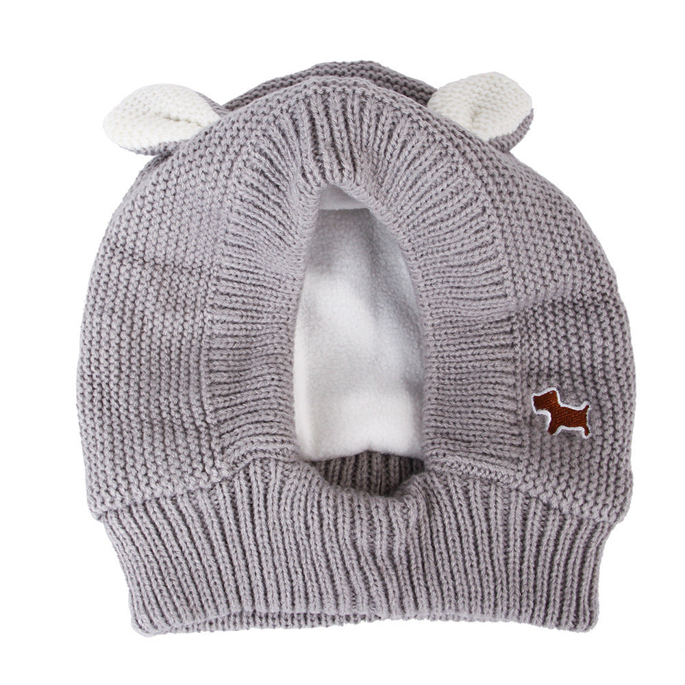 Chapeau pour animaux de compagnie en tricot simple avec oreilles de lapin