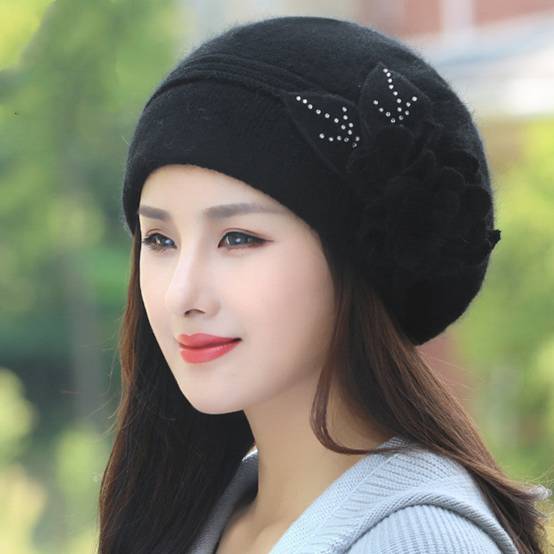 Ladies Plus Fleece Warm Earmuff Beret Hat