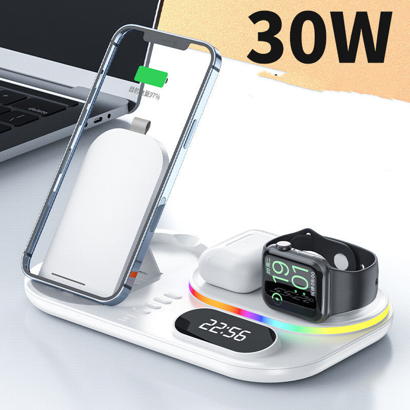 Support de bureau créatif pour téléphone portable trois-en-un compatible avec le chargeur sans fil