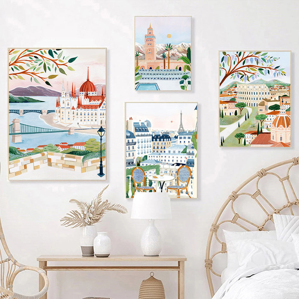 Marrakech Landscape Art Canvas Painting Housewarming Gift Wall Pictures Home Decor