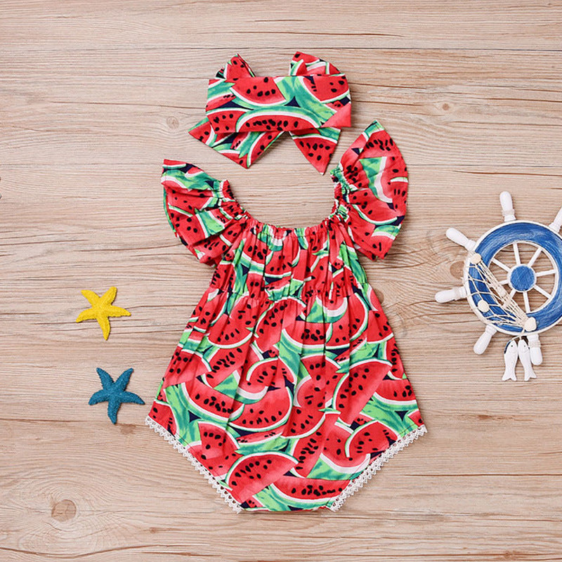 Baby Clothing Triangular One-piece Children's Clothing Fruit Pattern Climbing Suit