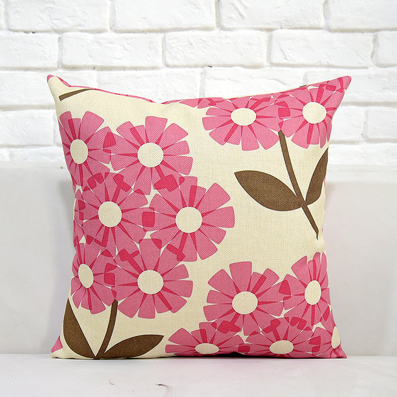 Cotton And Linen Pillow With Flower And Bird Picture