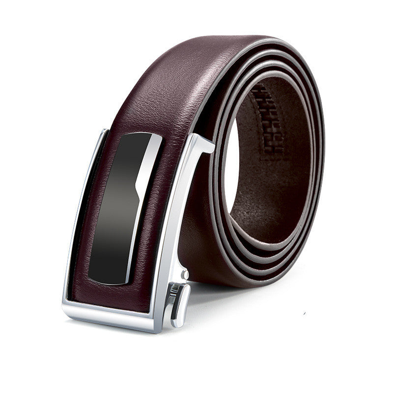 Top Layer Men's Genuine Leather Casual Automatic Buckle Belt