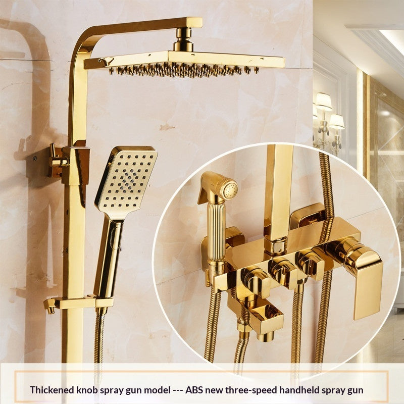 Wall-mounted Hot And Cold Shower Column With Rain Shower Head Set