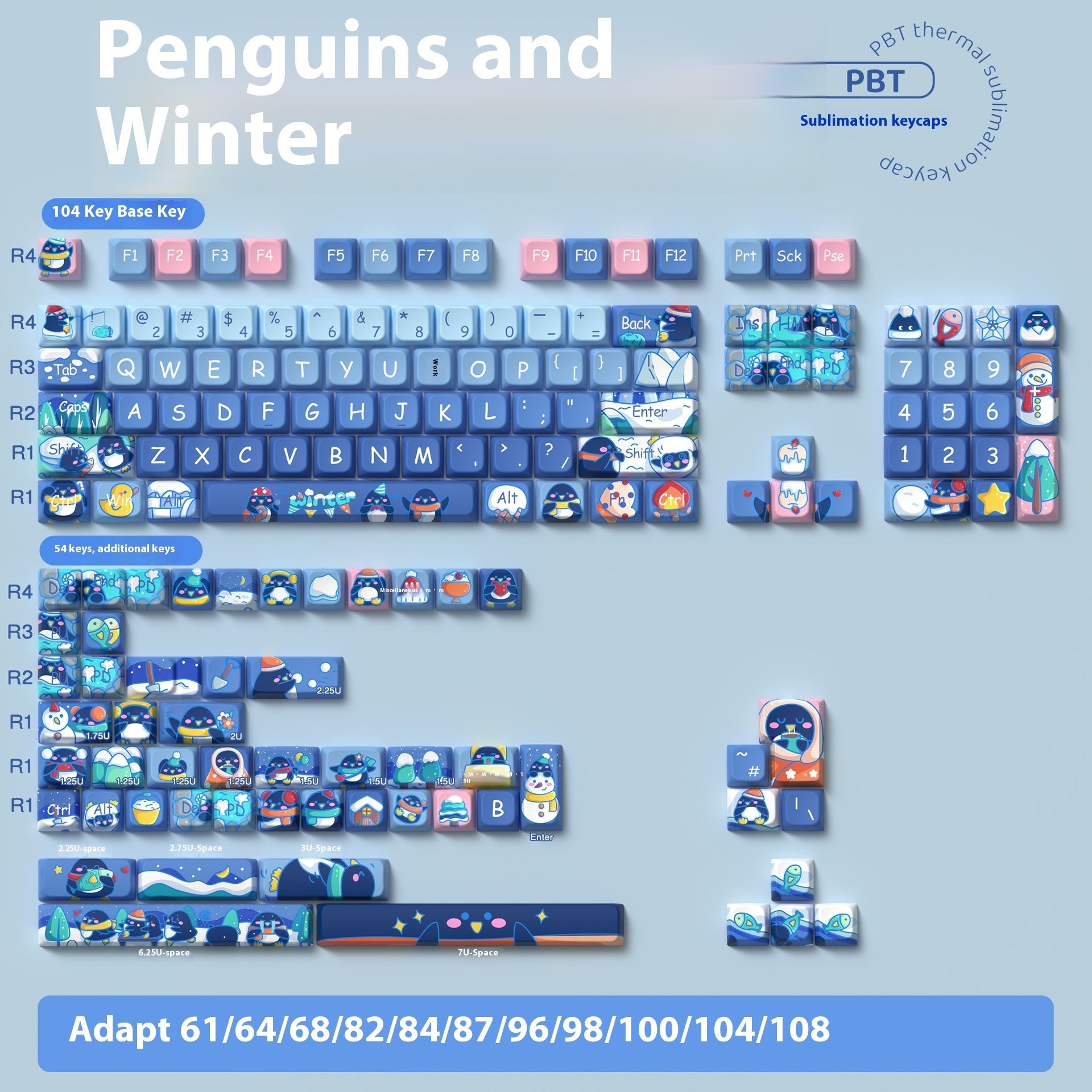 Nouvelles touches de clavier créatives de dessin animé ensemble complet