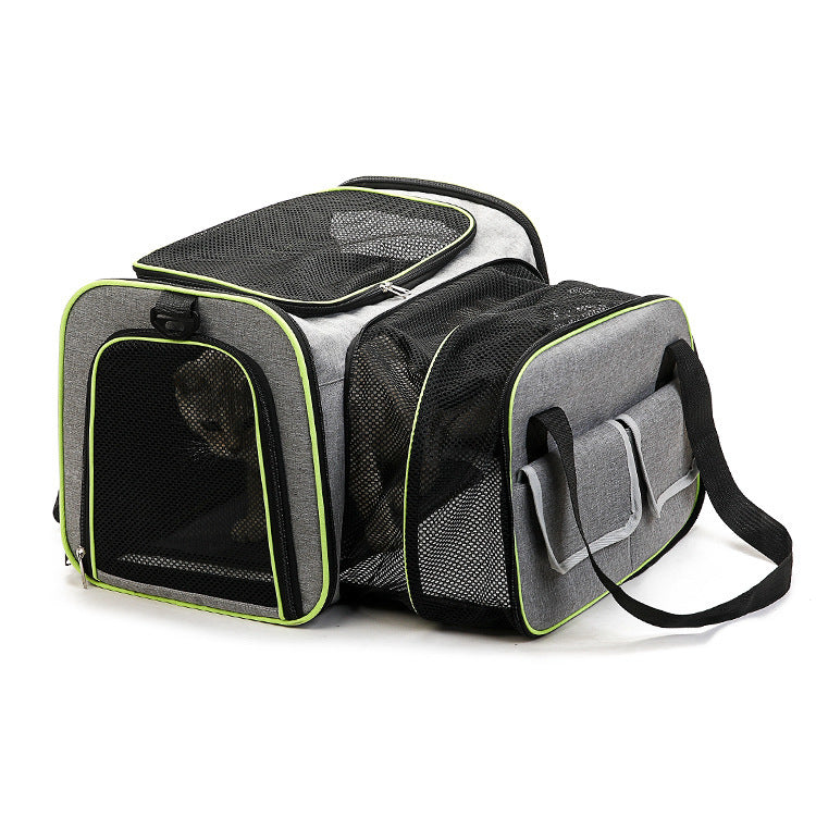 Sac de transport pliable extensible et respirant pour animaux de compagnie - Portable et montable sur véhicule