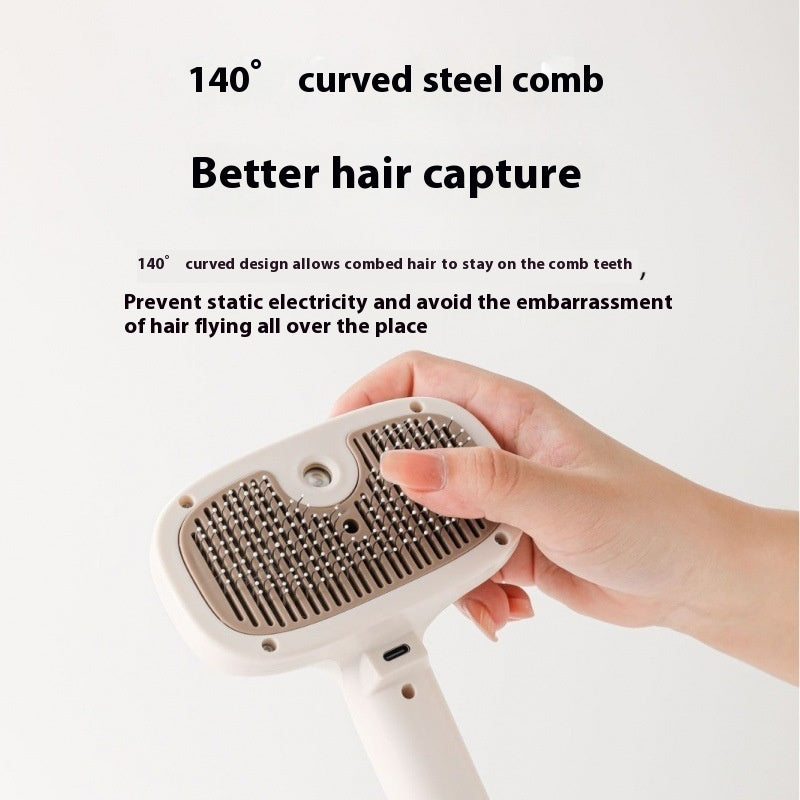 Peigne pulvérisateur pour animaux de compagnie, pulvérisation en un clic, anti-poils volants, nettoyage des poils flottants, brosse de nettoyage