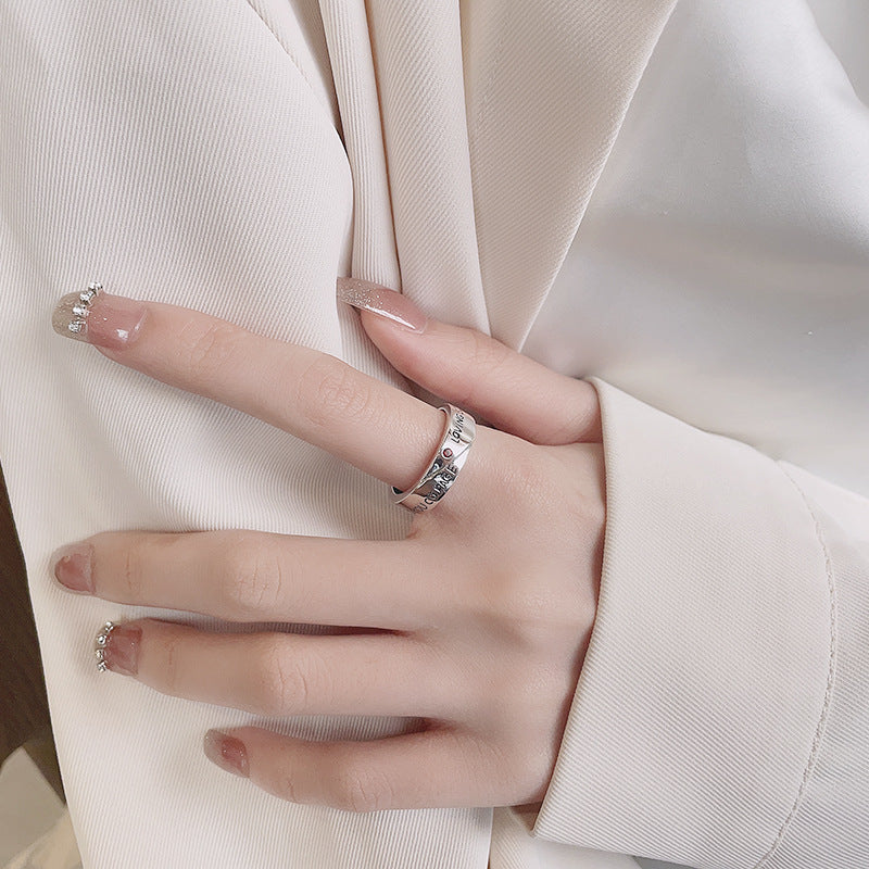 Bague en argent S925, style simple, lettres anglaises, tempérament artistique