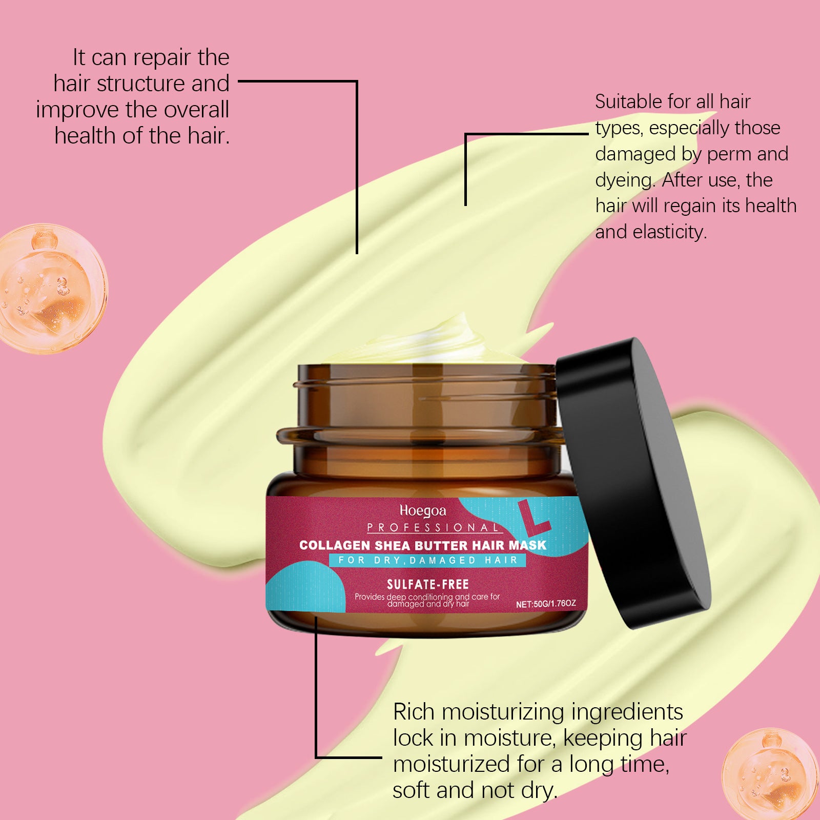 Masque capillaire protéiné Réparation cheveux secs et abîmés