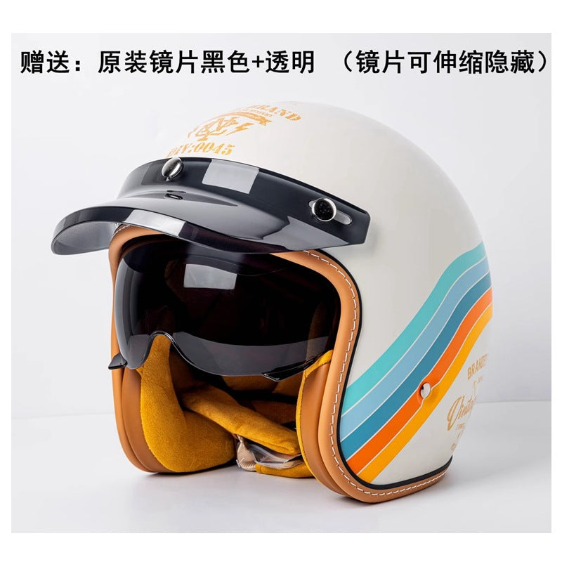 Casque de moto Casque de moto pour hommes et femmes avec lunettes intégrées pour voiture électrique