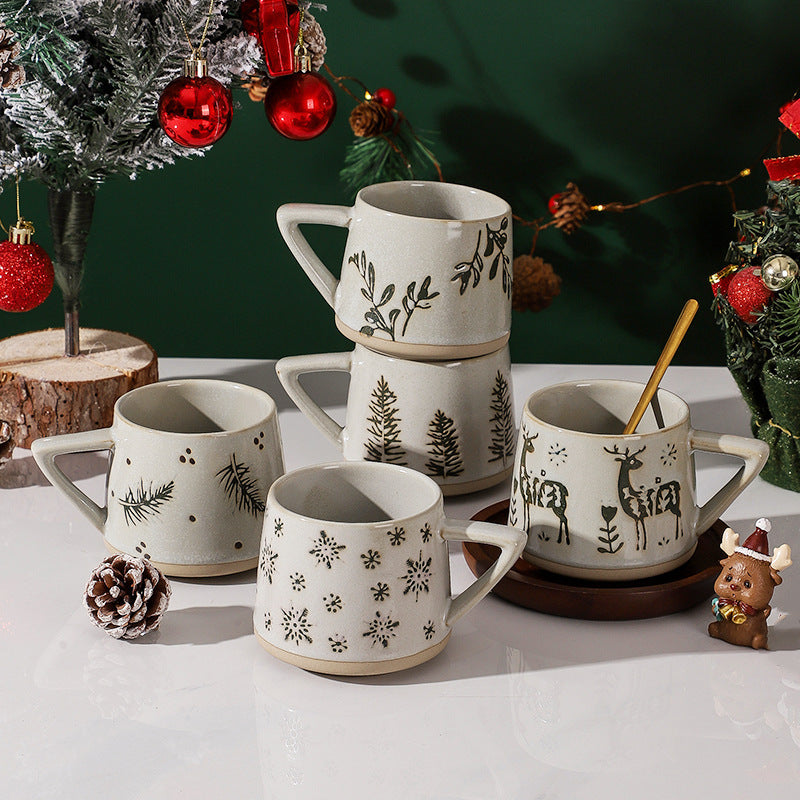 Retro Ceramic Fambe Ear-hanging Coffee Cup