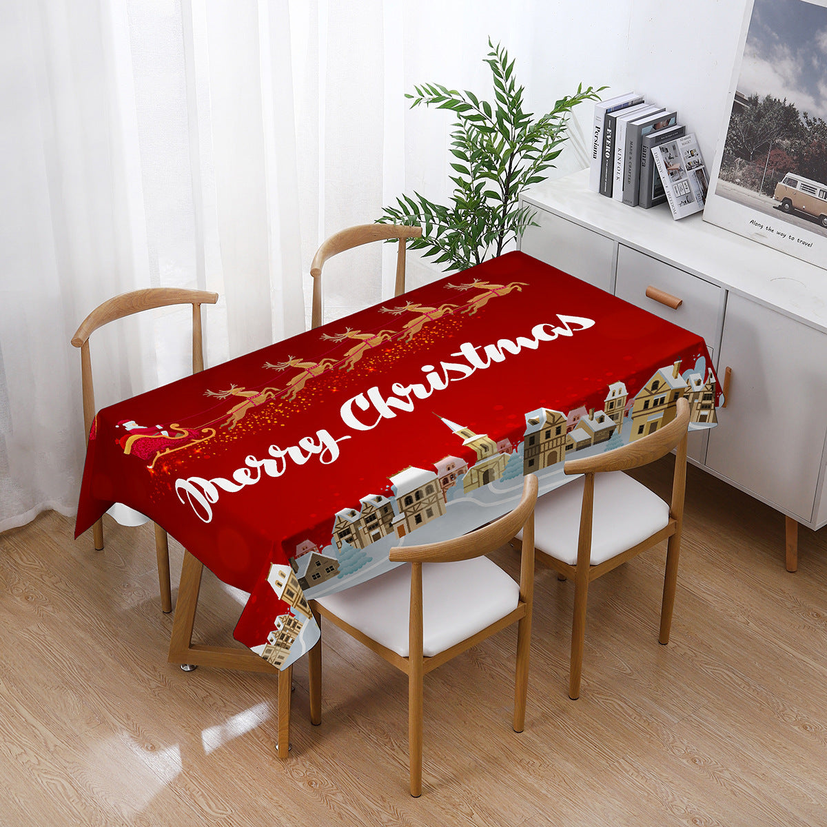 Printed Christmas Polyester Tablecloth Rectangular